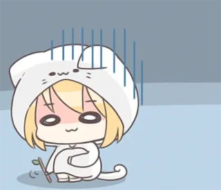 😒 Аниме, Чиби, Встревоженный, Мультфильм, Милый whatsapp sticker