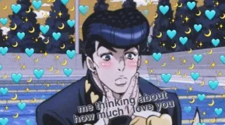 💙 me thinking about how much I love you anime, love, hearts, romantic telegram sticker
