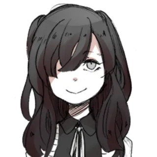 🙂 anime girl, goth, cartoon, monochrome telegram sticker