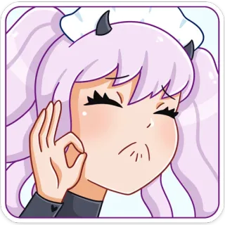 👌 diable, servante, fille, cornes, ok, dessin animé, anime telegram sticker