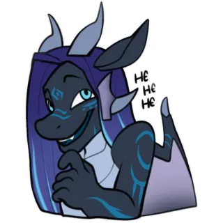 😄 HE HE HE dragon, smirking, laughing, cartoon, blue telegram sticker