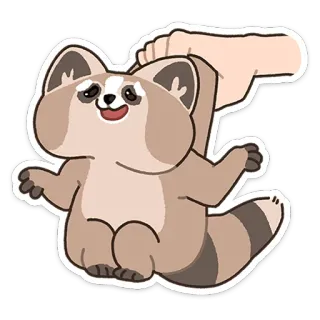😔 rakun, binatang, imut, kartun, stiker whatsapp sticker