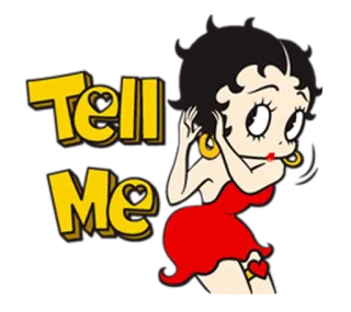 👂 Betty Boop Tell Me 만화, 베티, 붑, 귀여운 telegram sticker