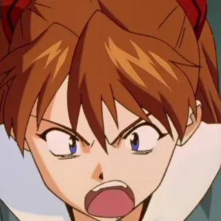 😡 Asuka Langley Sohryu Neon Genesis Evangelion anime, character, angry, portrait, Asuka Langley, Evangelion, red hair telegram sticker