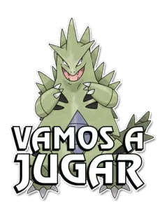 😈 Tyranitar VAMOS A JUGAR pokemon, monster, lass uns spielen, lass spielen, spiel whatsapp sticker
