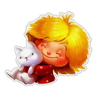 🤗 女孩, 猫, 可爱, 插画, 贴纸, 卡通 telegram sticker