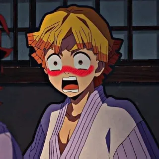 👺 Zenitsu Agatsuma Demon Slayer 애니메이션, 귀멸의 칼날, 젠이츠, 무서운, 웃긴, 캐릭터, 만화 telegram sticker