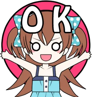 😄 OK ok, akceptacja, słodki, dziewczyna, anime, kreskówka telegram sticker