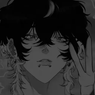 🖤 anime style, emo, piercings, jewelry, peace sign whatsapp sticker