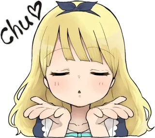 😚 chu pocałunek, miłość, dziewczyna anime, kreskówka, uczucie, słodki whatsapp sticker