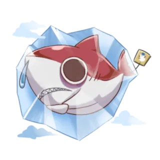 😀 requin, glace, gelé, dessin animé, mignon, animal, créature marine telegram sticker