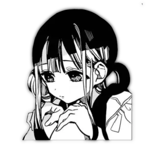 😔 Anime, Garota, Mangá, Preto e branco, Desenho animado telegram sticker