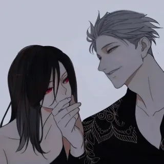 🖤 Anime, Coppia, Romance, Illustrazione, Disegno, Ritratto telegram sticker