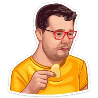 😞 homme, snack, chips, manger, emoji, personne telegram sticker