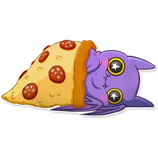 🍕 Dơi, Pizza, Đồ ăn, Dễ thương, Hoạt hình, Động vật telegram sticker