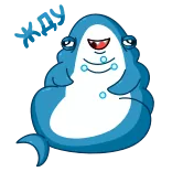⏳ 상어, 만화, 파란색, 물고기, 해양 동물, 귀여운 telegram sticker