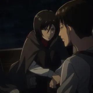 🥀 Mikasa Ackerman Attack on Titan anime, characters, friendship, animated, tv show, Japanese anime telegram sticker