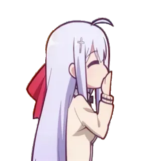 😶 Anime, Ragazza, Carina, Croce, Cartone animato telegram sticker