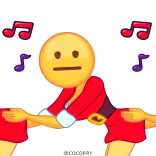 😐 อิโมจิ, เต้น, เพลง, สีแดง, สีเหลือง telegram sticker
