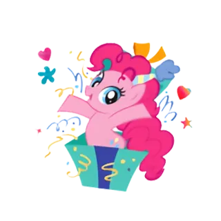 🎉 Pinkie Pie My Little Pony kucyk, Pinkie Pie, urodziny, kreskówka, błysk, konfetti telegram sticker