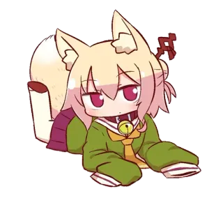 🦊 Animé, Mignon, Fille renarde, Kemonomimi, Oreilles d'animaux, Personnage, Kawaii telegram sticker