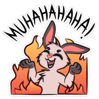 😈 MUHAHAHA! slecht, konijn, cartoon, vuur, lachen telegram sticker