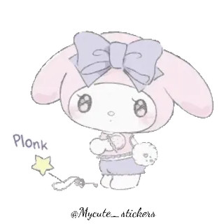 🐰 Plonk lindo, kawaii, dibujos animados, personaje, pastel, conejo telegram sticker