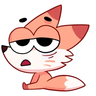 😒 fox, animal, cartoon, sleepy, cute, relaxed telegram sticker