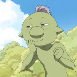 😏 gobelin, animé, dessin animé, fantaisie, monstre, vert, mignon telegram sticker
