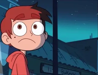 ☹ Marco Diaz Star vs. the Forces of Evil cartoon, animation, character, sad, looking out window telegram sticker