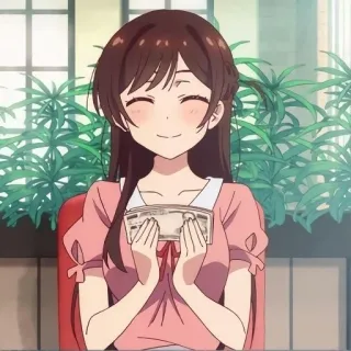 ☺️ Chizuru Ichinose Rent-A-Girlfriend Anime, Soldi, Cash, Felice, Ragazza, Cartone animato, Carino telegram sticker
