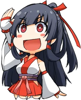 👋 Anime, Miko, Słodkie, Dziewczyna, Kreskówka, Pozdrowienie telegram sticker