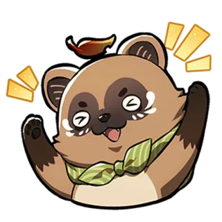 🥳 Tanuki, Tier, süß, Marderhund, Cartoon, Sticker whatsapp sticker