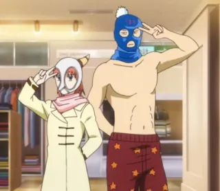 🔷 anime, mask, peace sign, ski mask, cartoon telegram sticker