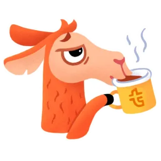 ☕️ llama, binatang, kopi, minuman, imut, kartun telegram sticker
