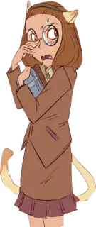 😨 Anime, Chica gato, Gafas, Dibujos animados, Lindo, Asustado, Personaje whatsapp sticker