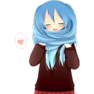 😌 Anime, Mädchen, Schal, niedlich, kawaii telegram sticker