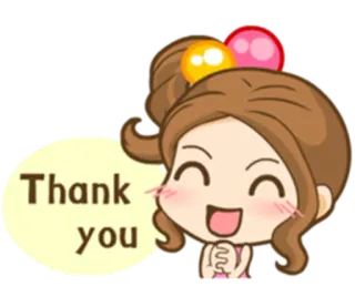 😊 Thank you cảm ơn, dễ thương, cô gái, bong bóng, hoạt hình telegram sticker