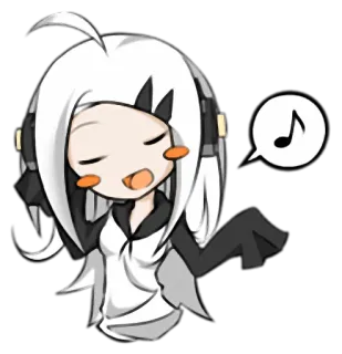 🎧 Anime, Música, Fofo, Desenho animado, Chibi, Fones de ouvido telegram sticker