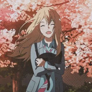 🩰 Anime, Meisje, Kat, Bloem, Leuk, Kawaii telegram sticker
