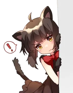 ❗ ! anime, cat girl, exclamation, alert, cute, manga, kawaii telegram sticker