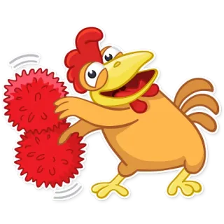😆 frango, pompons, lider de torcida, desenho animado whatsapp sticker