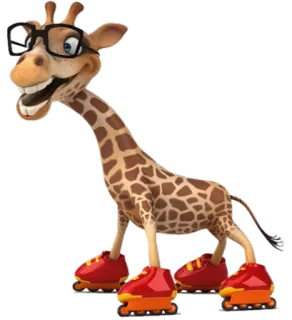 😃 Giraffe, Cartoon, Brille, Rollschuh, Tier telegram sticker