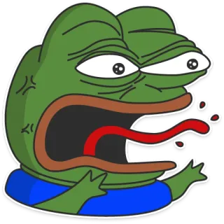 😖 Pepe the Frog frog, meme, angry, internet, green telegram sticker