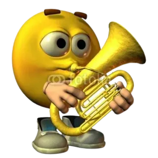 🎷 Emoji, Trompeta, Música, Instrumento musical, Dibujo animado, Sonriente whatsapp sticker