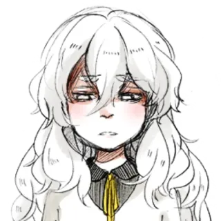 🤍 anime, girl, white hair, portrait, sketch, emo telegram sticker