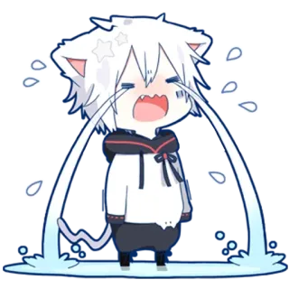 😭 triste, piangere, anime, gatto, lacrime, kawaii telegram sticker