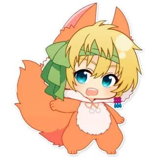 🐉 Чиби, Лиса, Аниме, Милый, Животное telegram sticker