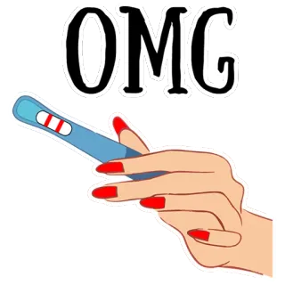 😍 OMG Test di gravidanza, OMG, Positivo, Adesivo, Sorpresa telegram sticker