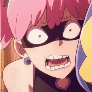 🤬 Anime, Cartone animato, Maschera, Scioccato, Capelli rosa, Sorpreso telegram sticker